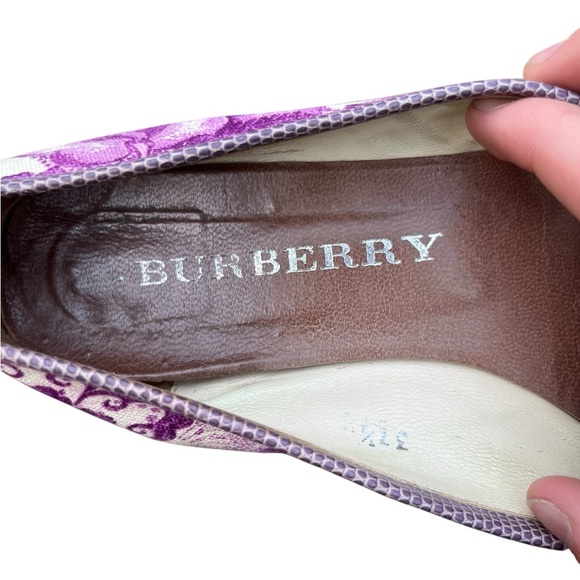 Burberry Purple Floral Ballet Flat Bow Design Women's Size 37.5 EU 7.5 US USED - Picture 8 of 8